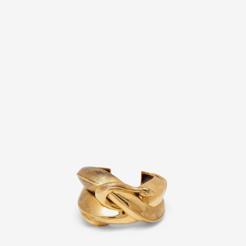 Alexander McQueen Women's Gold Snake Cuff - M (Brass)